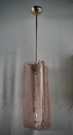 Murano Art Glass and Brass Pink Color Art Deco Chandeliers and Pendants, 2020