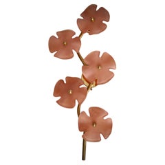 Applique e lampade da parete in vetro artistico di Murano e ottone di colore rosa, 2000