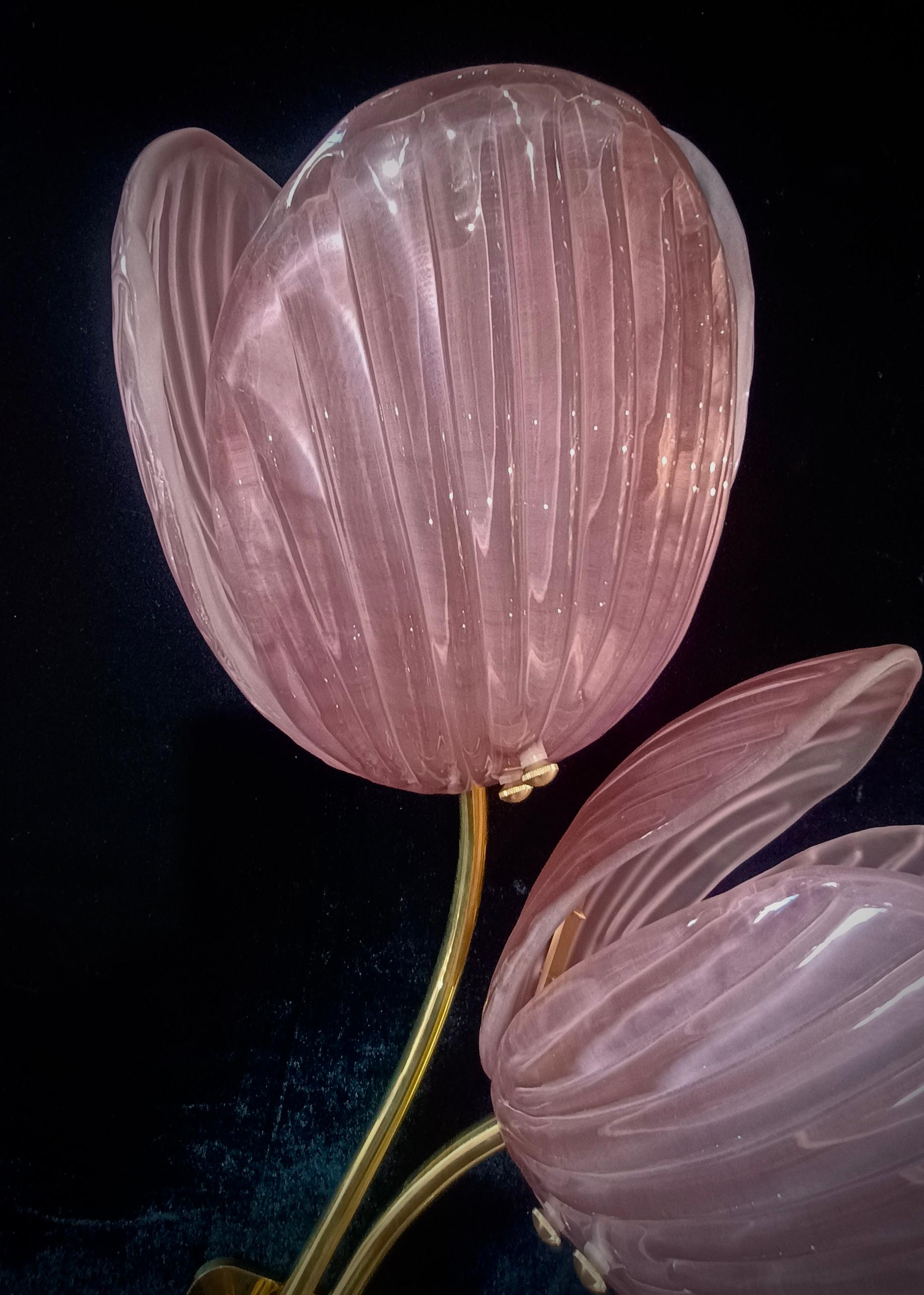 Aplique y Lámpara de Pared de Murano y Latón Color Rosa, 2020 Moderno de mediados de siglo en venta