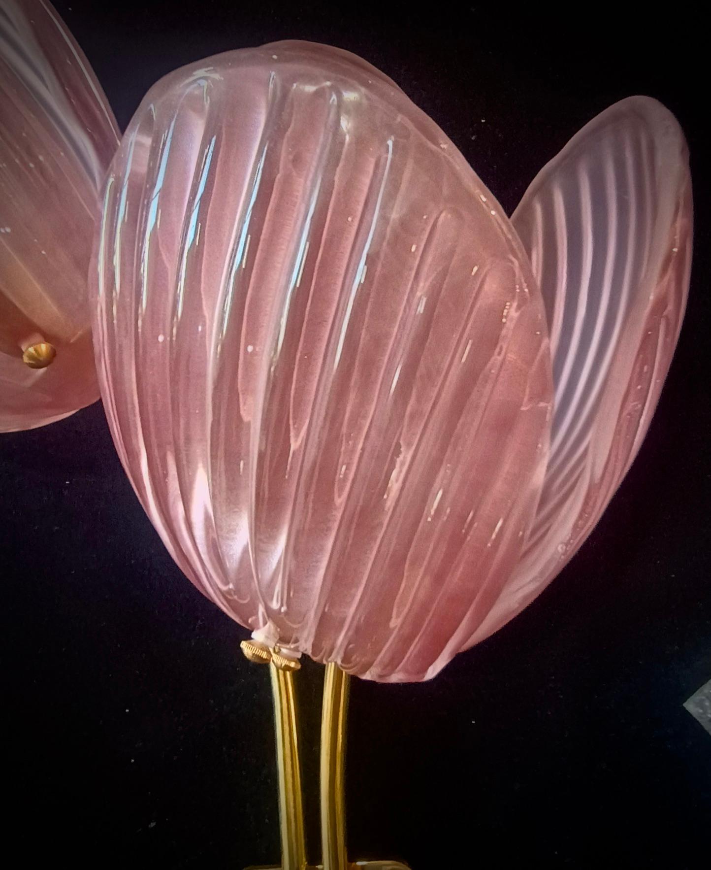 Aplique y Lámpara de Pared de Murano y Latón Color Rosa, 2020 Italiano en venta