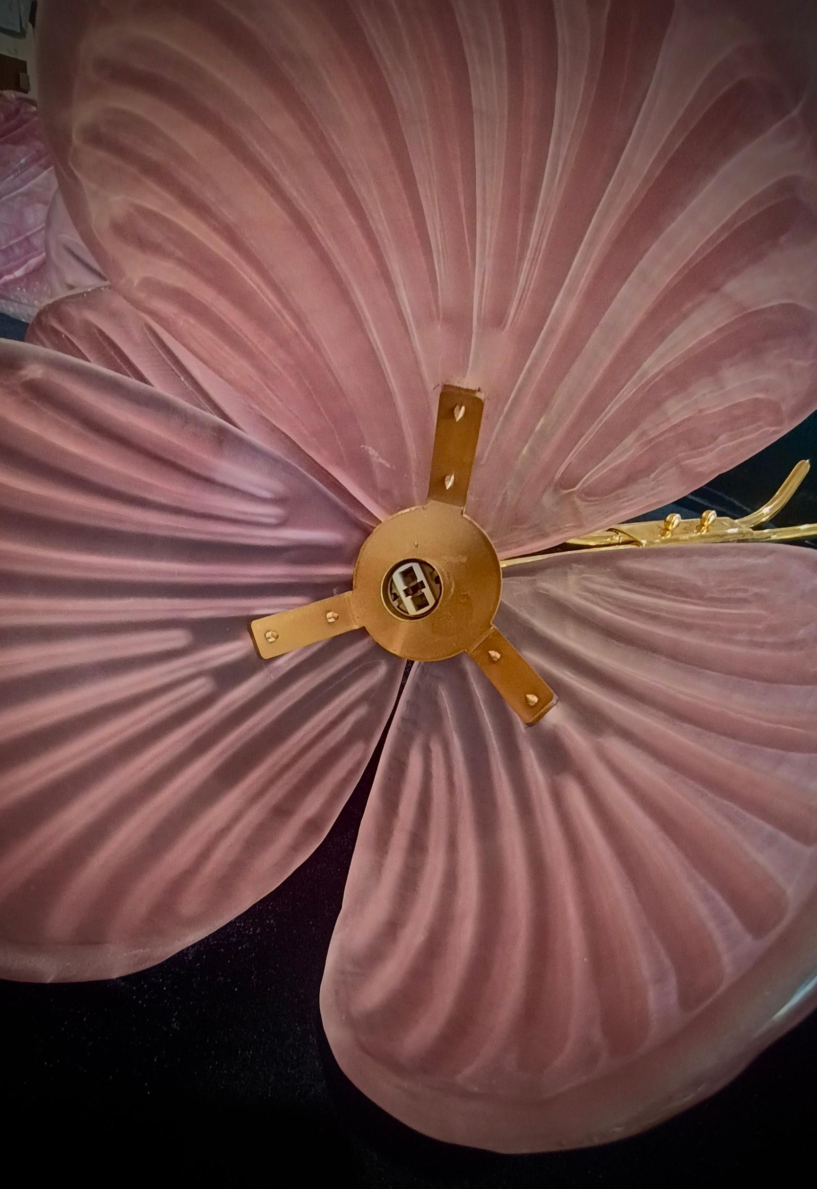 Aplique y Lámpara de Pared de Murano y Latón Color Rosa, 2020 en Bueno estado para la venta en Rome, IT