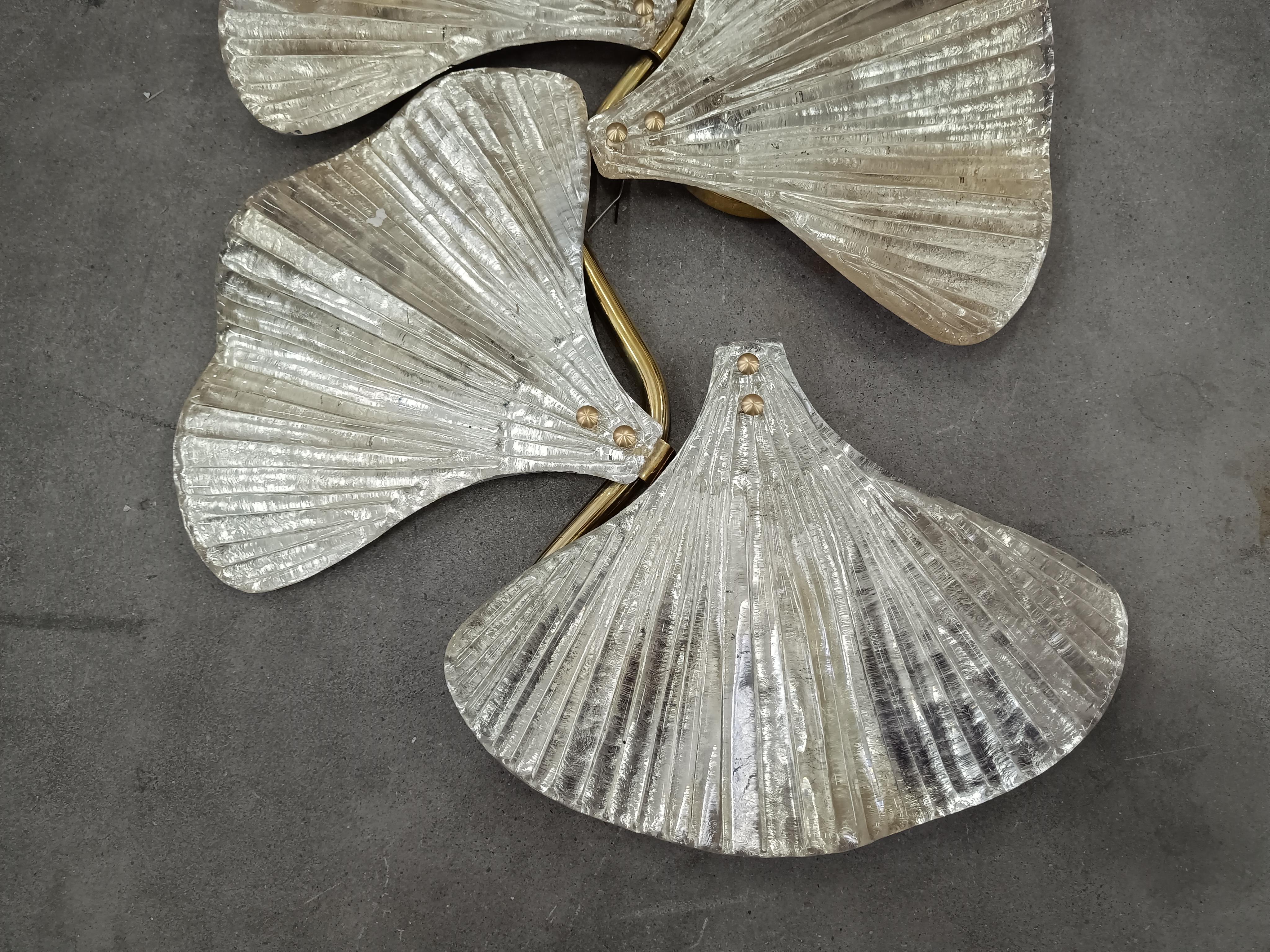 Murano Art Glass and Brass Silver Color Wall Light, 1990 In Good Condition For Sale In Rome, IT