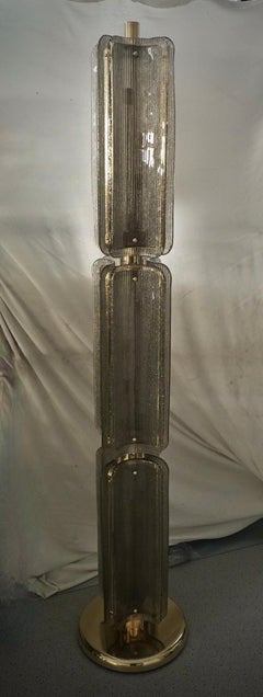 Murano Art Glass and Brass Smoky Color Art Deco Floor Lamps, 2020