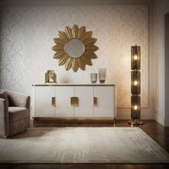 Murano Art Glass and Brass Smoky Color Art Deco Floor Lamps, 2020