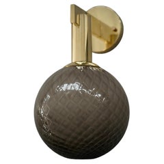 Appliques murales et appliques Art Deco en verre d'art de Murano et laiton de couleur fumée, 2020