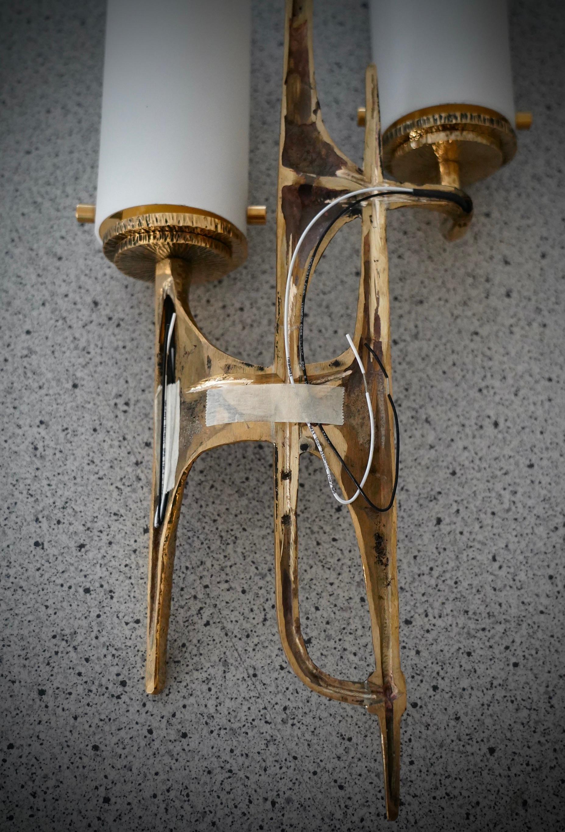 Aplique y Lámpara de Pared de Vidrio Artístico de Murano y Latón Color Blanco, 2020 en venta 2