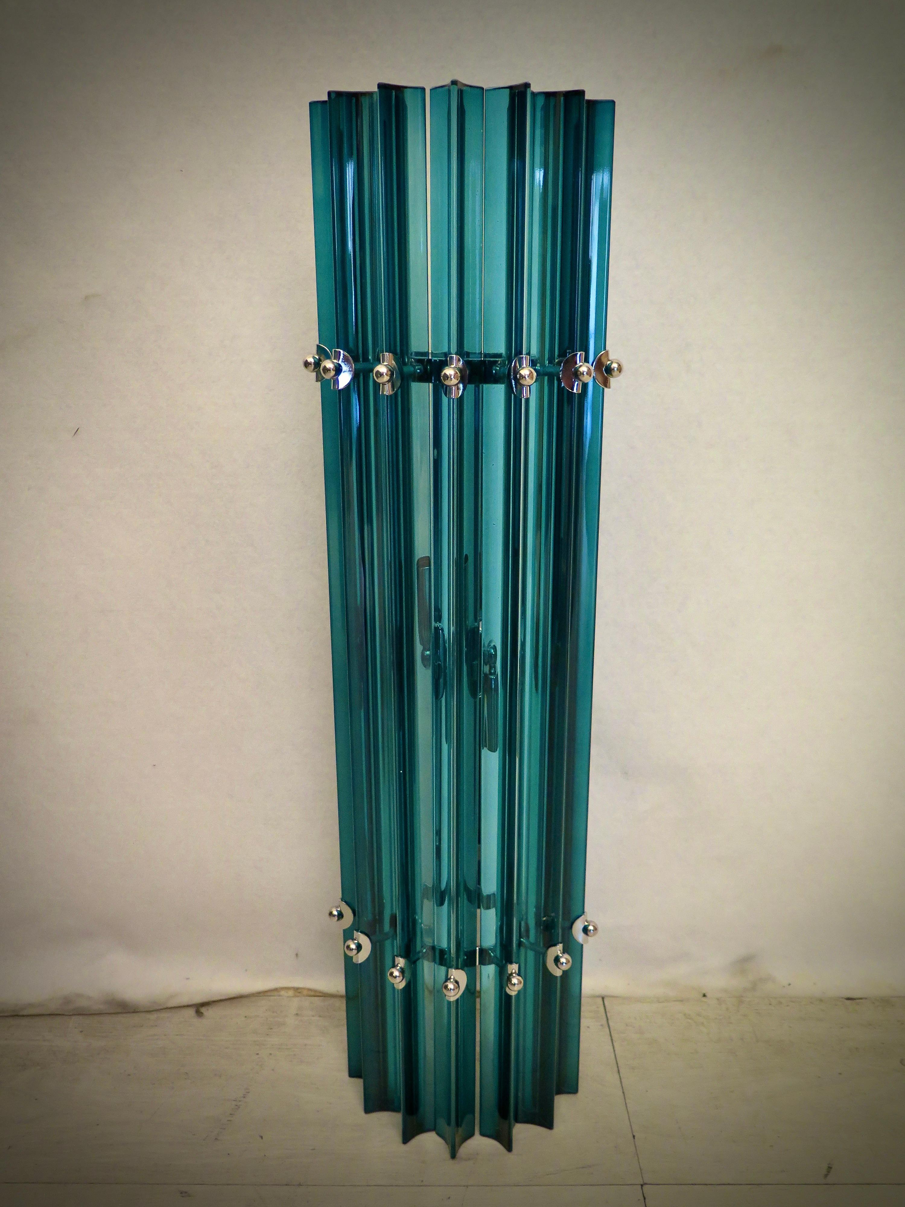 Aplique y Lámpara de Pared de Murano y Cromo Color Azul Cobalto, 1990 en venta 1