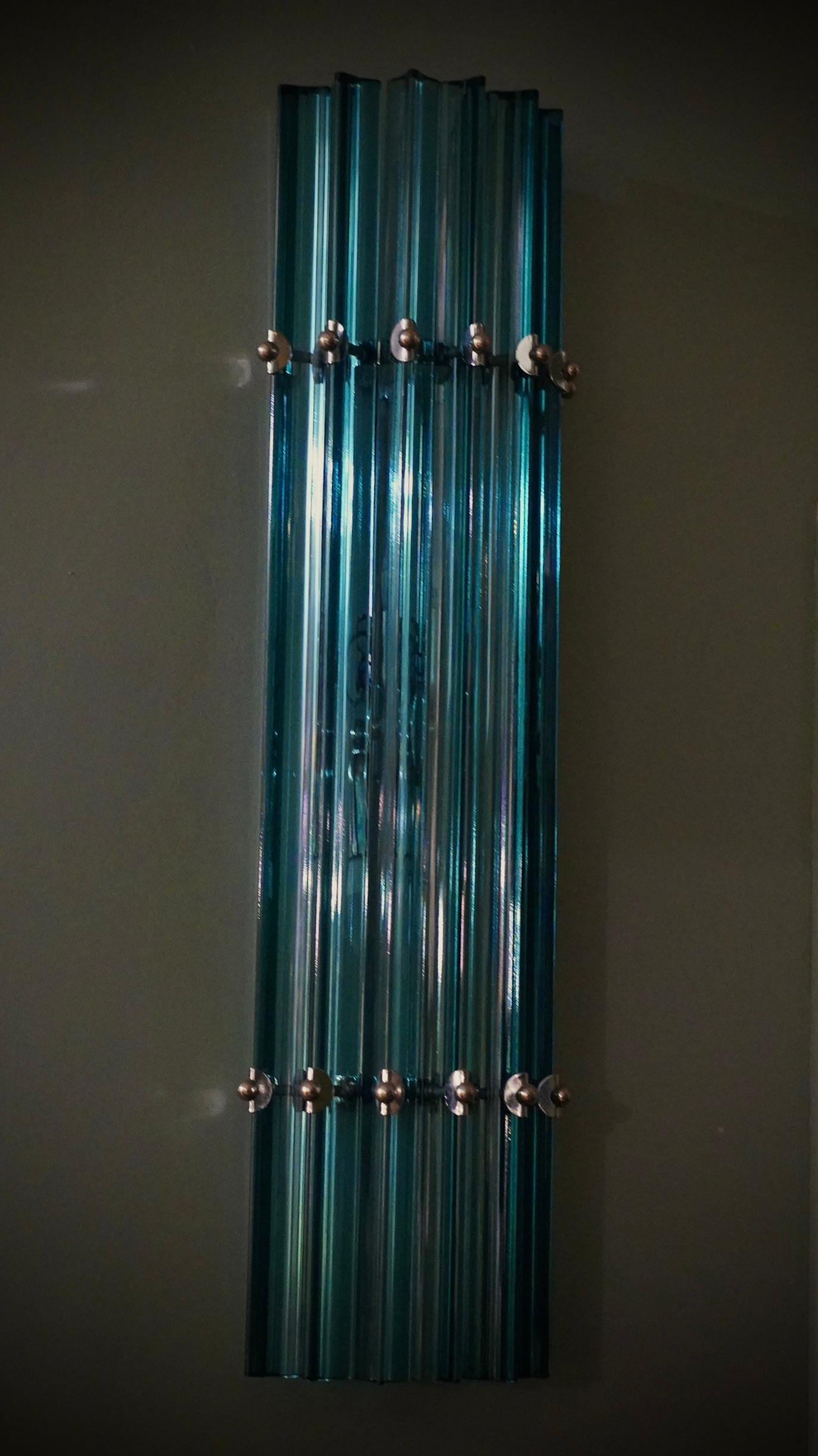 Aplique y Lámpara de Pared de Murano y Cromo Color Azul Cobalto, 1990 Moderno de mediados de siglo en venta