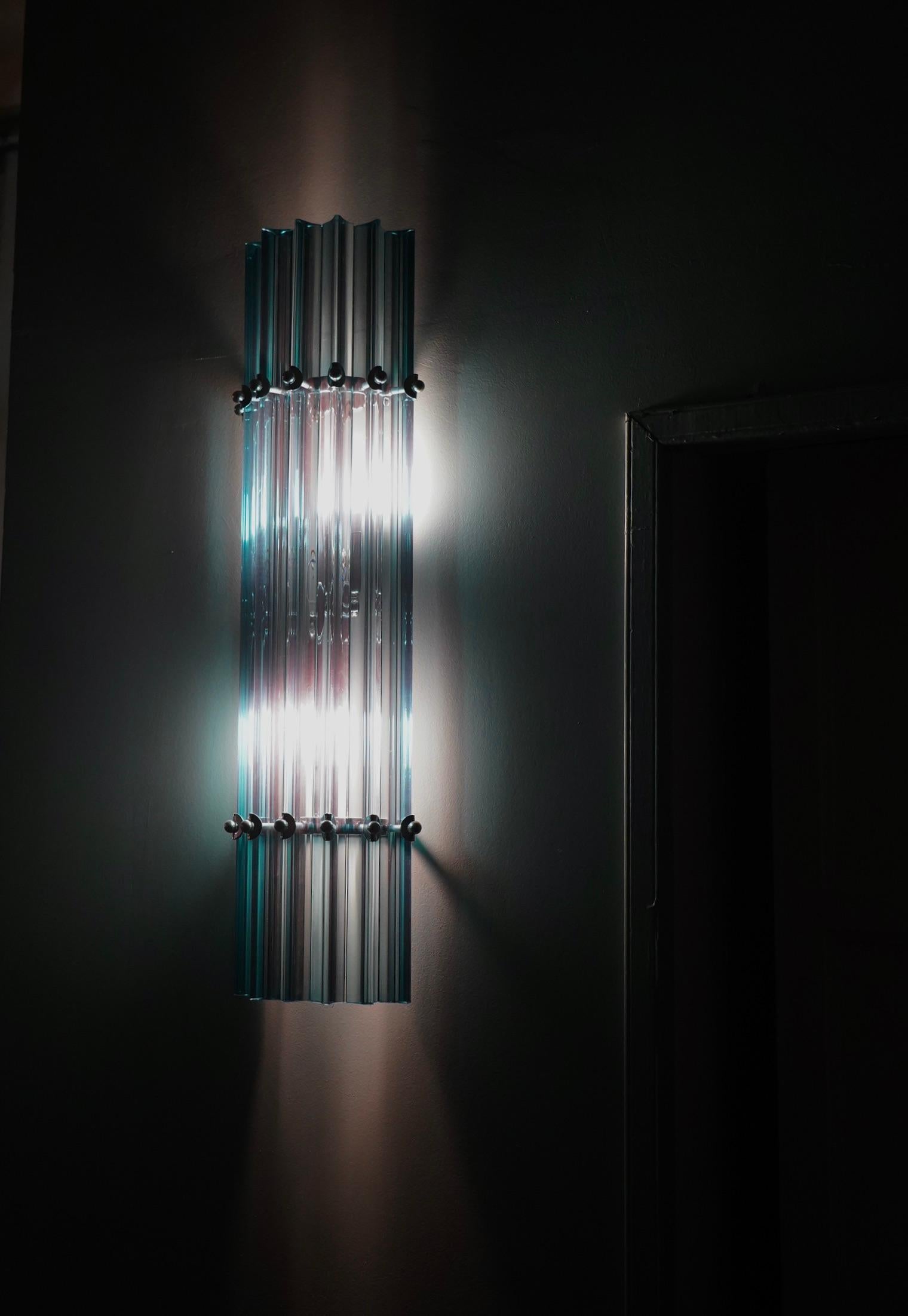 Aplique y Lámpara de Pared de Murano y Cromo Color Azul Cobalto, 1990 en Bueno estado para la venta en Rome, IT