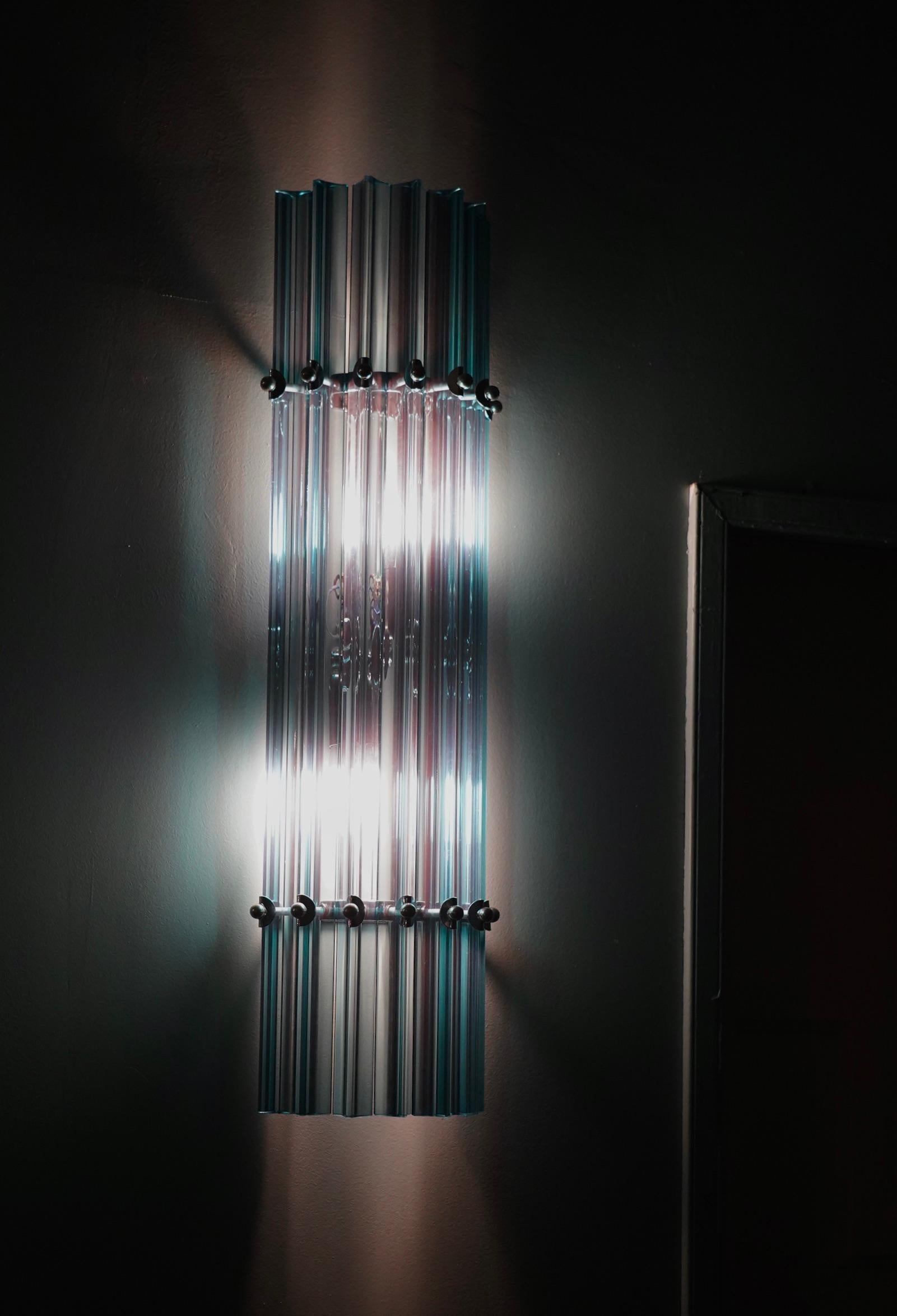 Aplique y Lámpara de Pared de Murano y Cromo Color Azul Cobalto, 1990 finales del siglo XX en venta