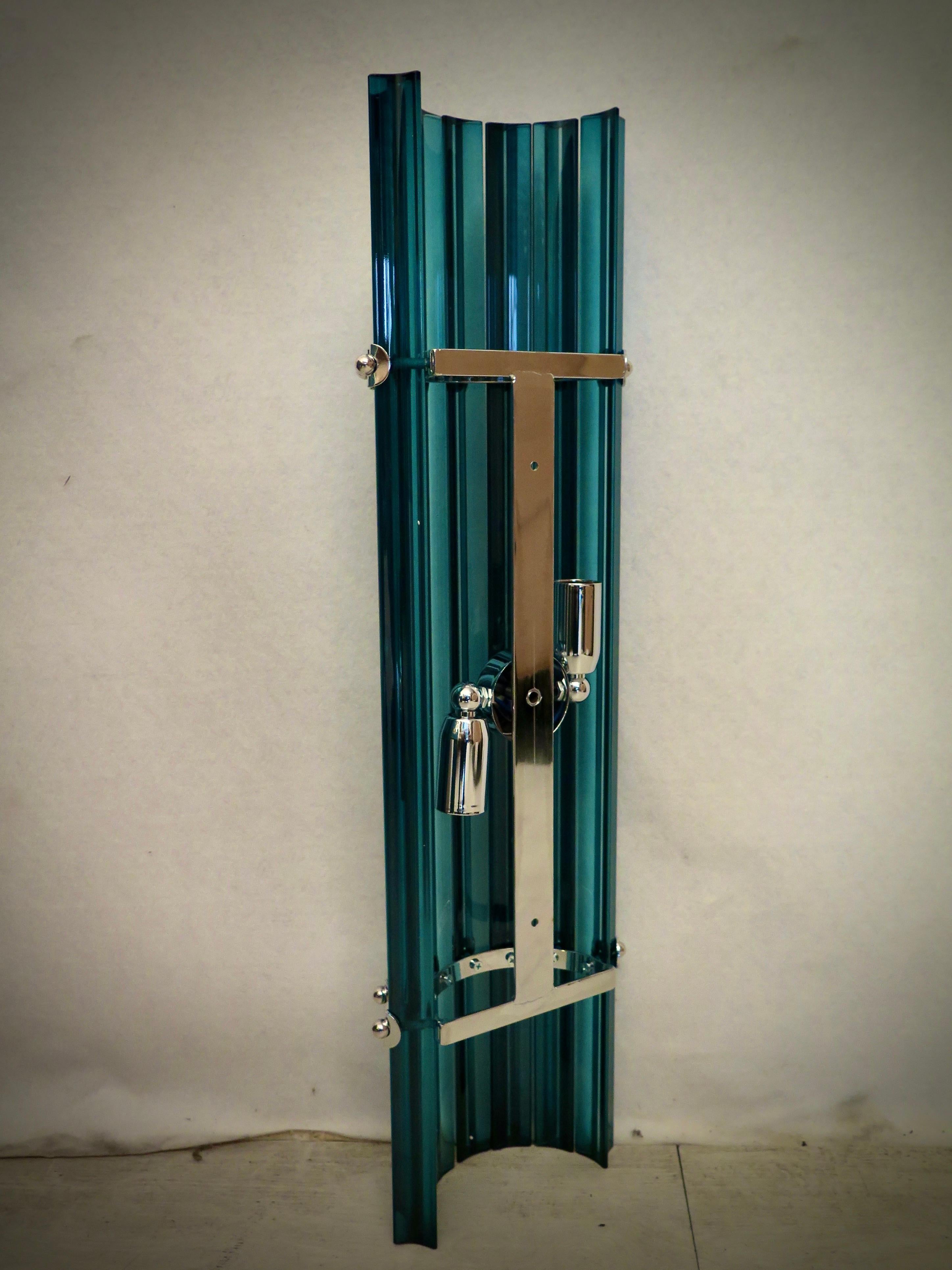 Aplique y Lámpara de Pared de Murano y Cromo Color Azul Cobalto, 1990 en venta 6