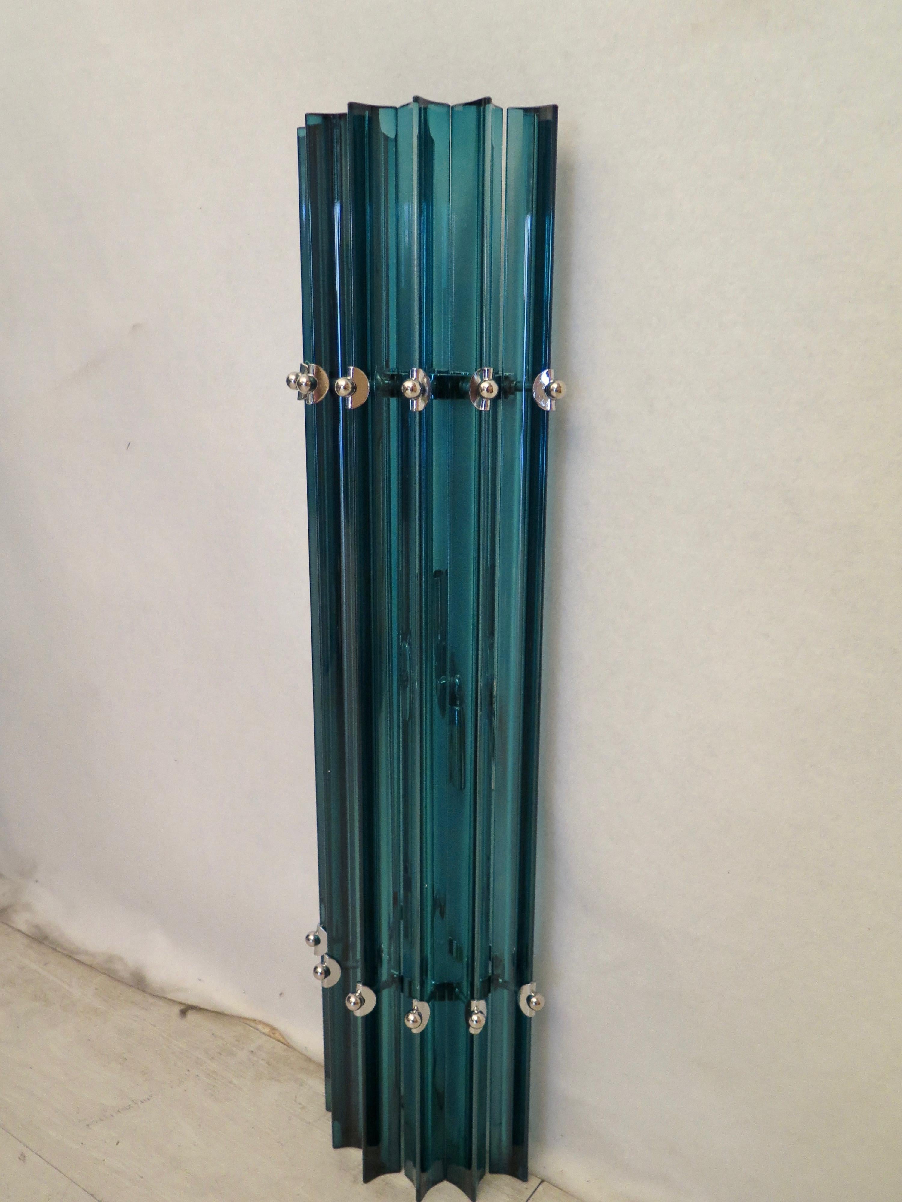 Metal Murano Art Glass and Chrome Cobalt Blue Italian Wall Light, 1970