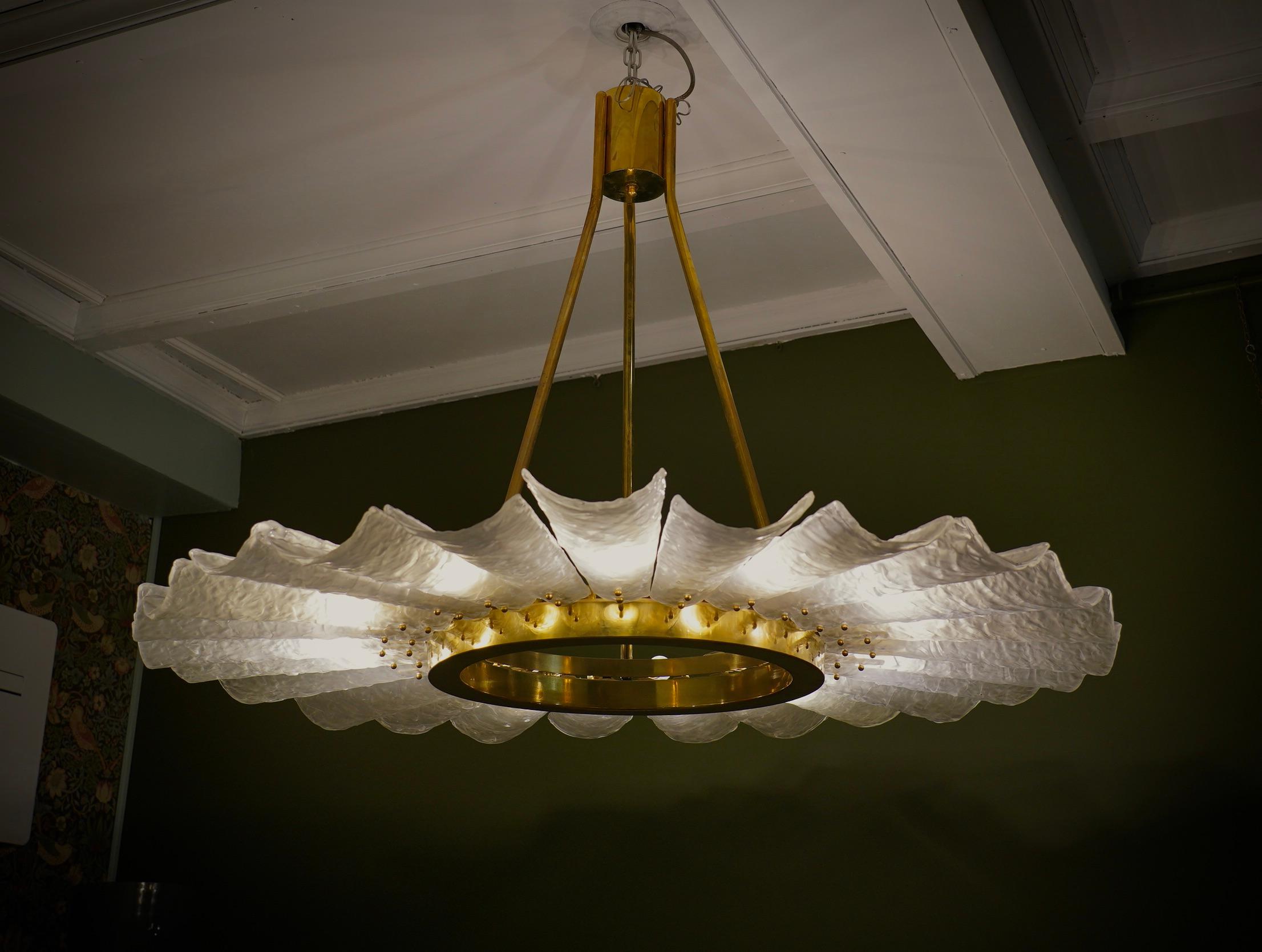 Mid-Century Modern Murano Art Glass and Glass Chandelier and Pendant, 1970 For Sale