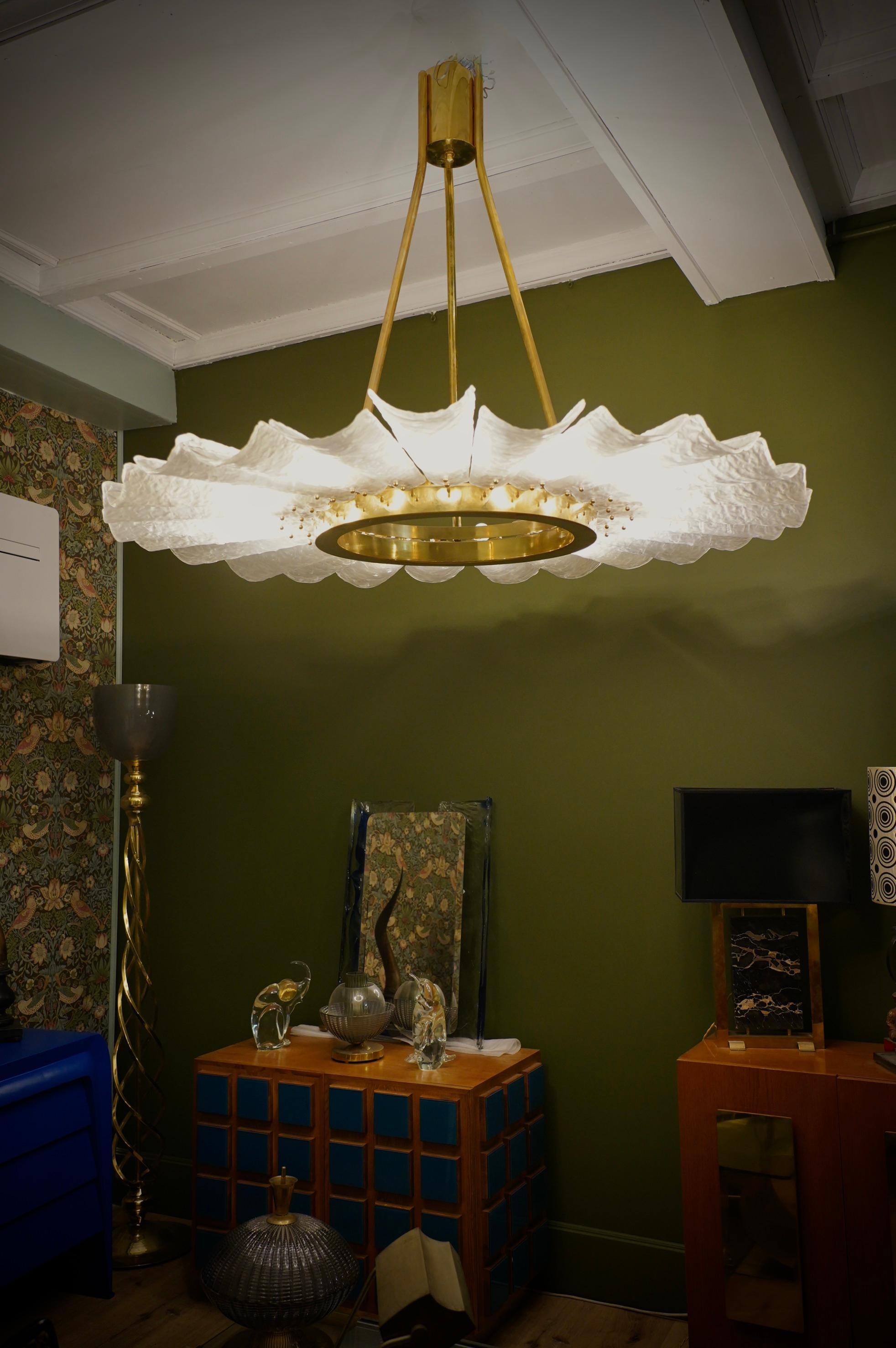 Italian Murano Art Glass and Glass Chandelier and Pendant, 1970 For Sale