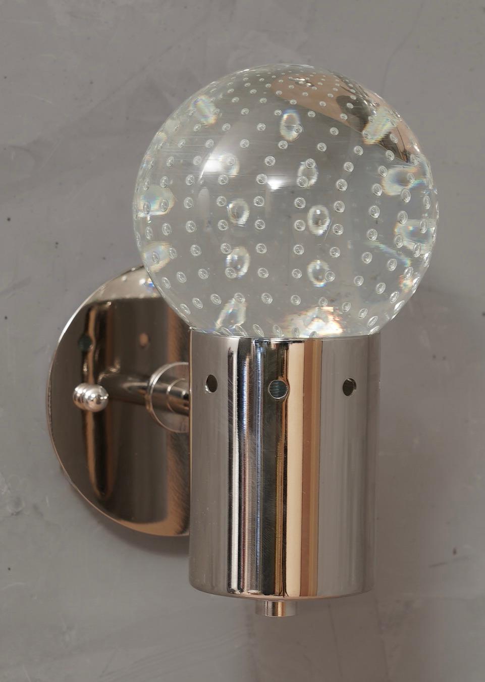 Late 20th Century Murano Art Glass and Steel Wall Light, 1980 For Sale