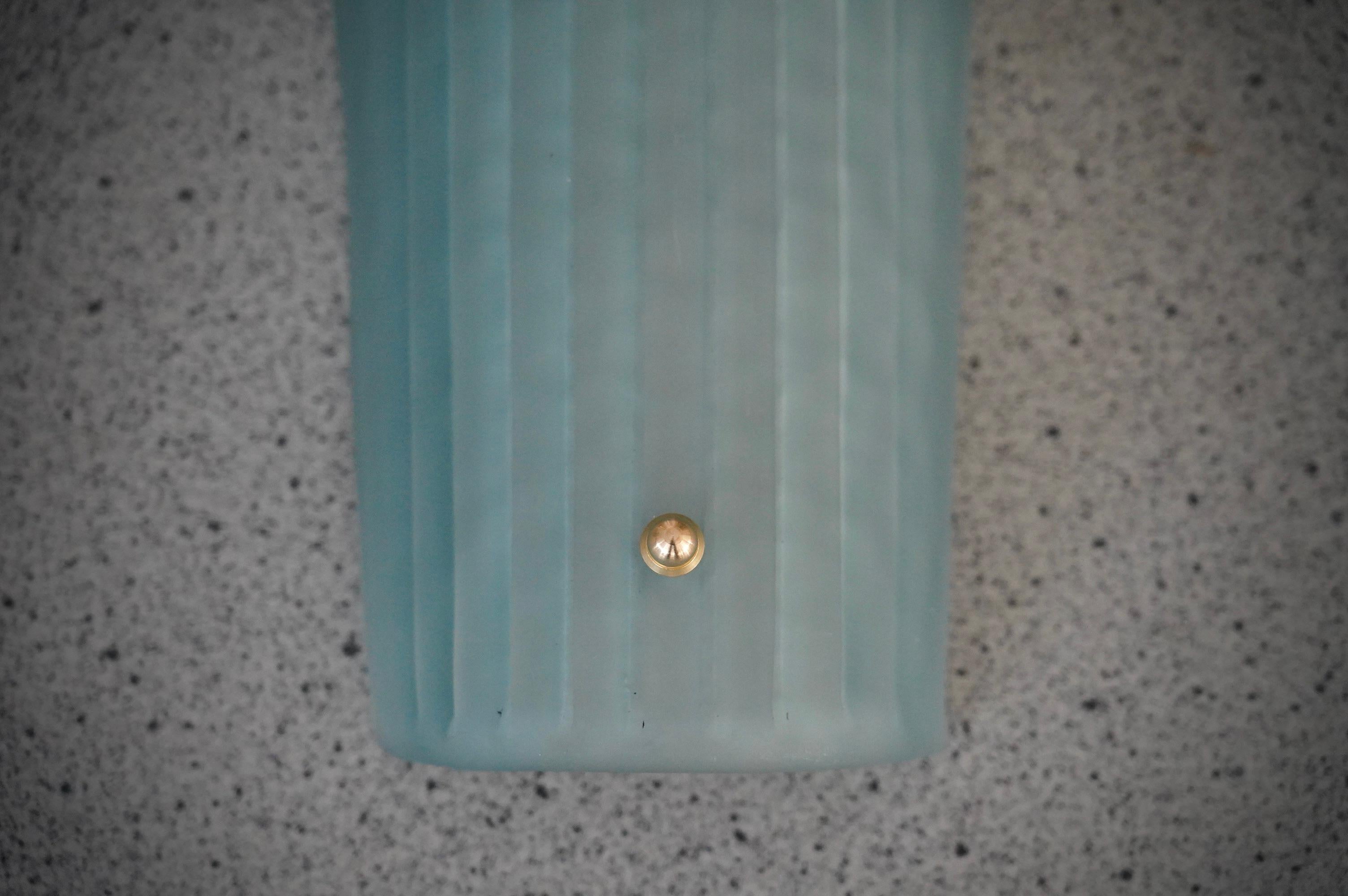 Murano Art Glass Aqua Green Color and Brass Wall Light and Sconces, 2020 (Moderne der Mitte des Jahrhunderts) im Angebot
