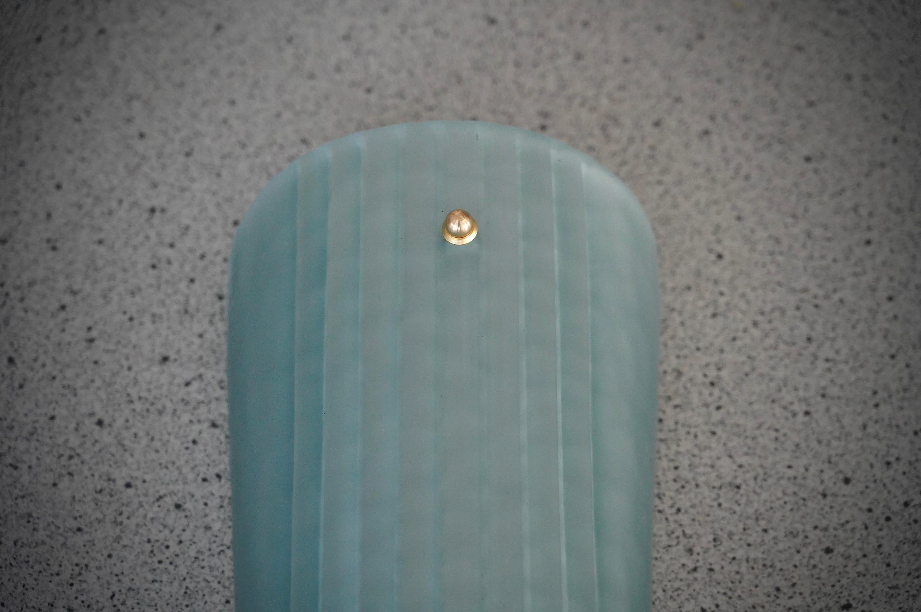 Murano Art Glass Aqua Green Color and Brass Wall Light and Sconces, 2020 (Italienisch) im Angebot