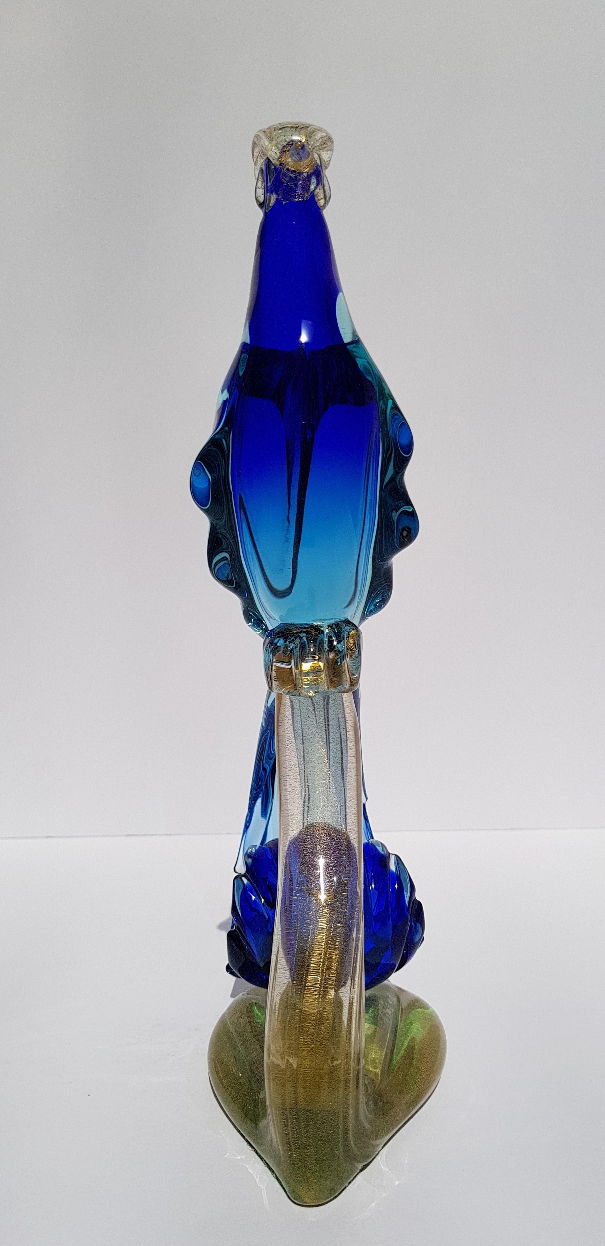 XX secolo Uccello del paradiso in vetro di Murano Scultura di pavone Barbini Sommerso Metà secolo in vendita