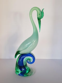 Murano Art Glass Bird of Paradise Swan Heron Egret Decoy Sculpture Barbini Italy