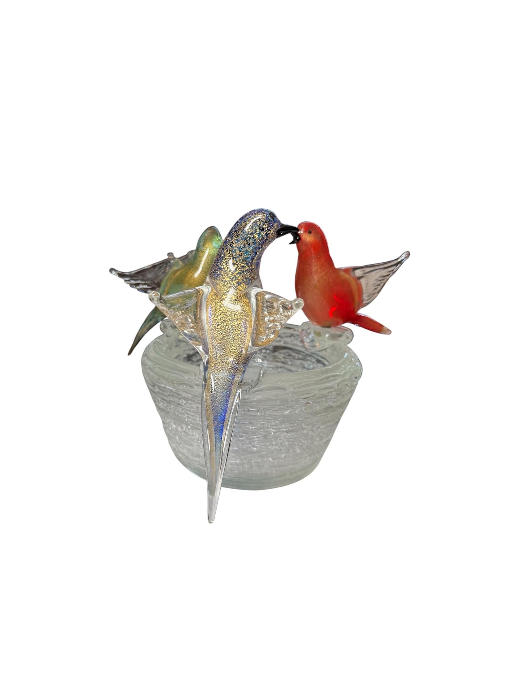 Murano Art Glass Birds On A Nest Sculpture en vente 3