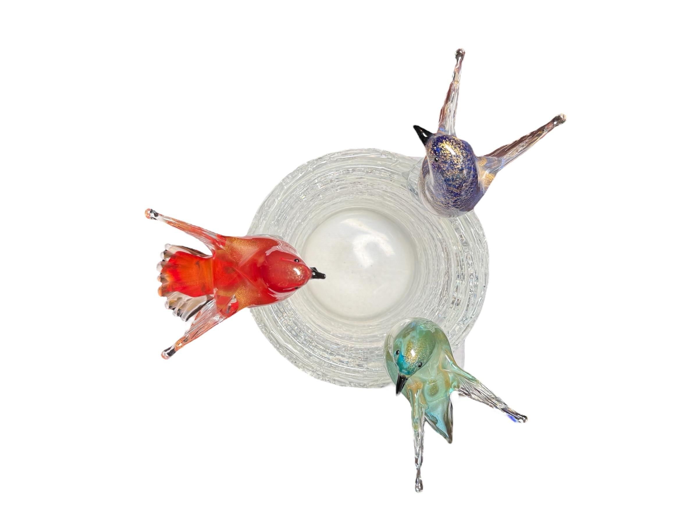 Murano Art Glass Birds On A Nest Sculpture en vente 7