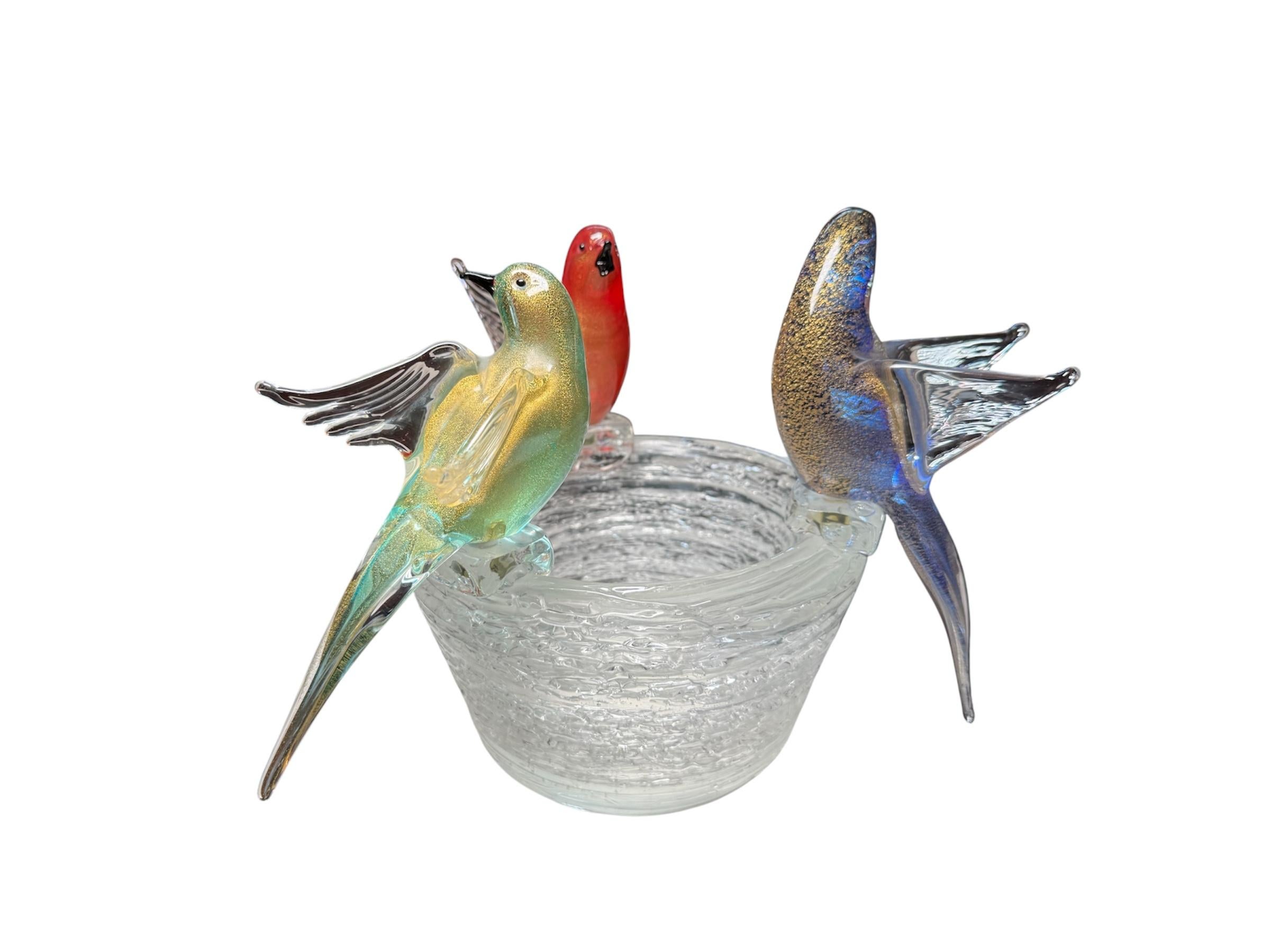 Murano Art Glass Birds On A Nest Sculpture en vente 9