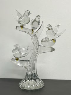 Murano Art Glass Birds on Branch by Enrico Cammozzo