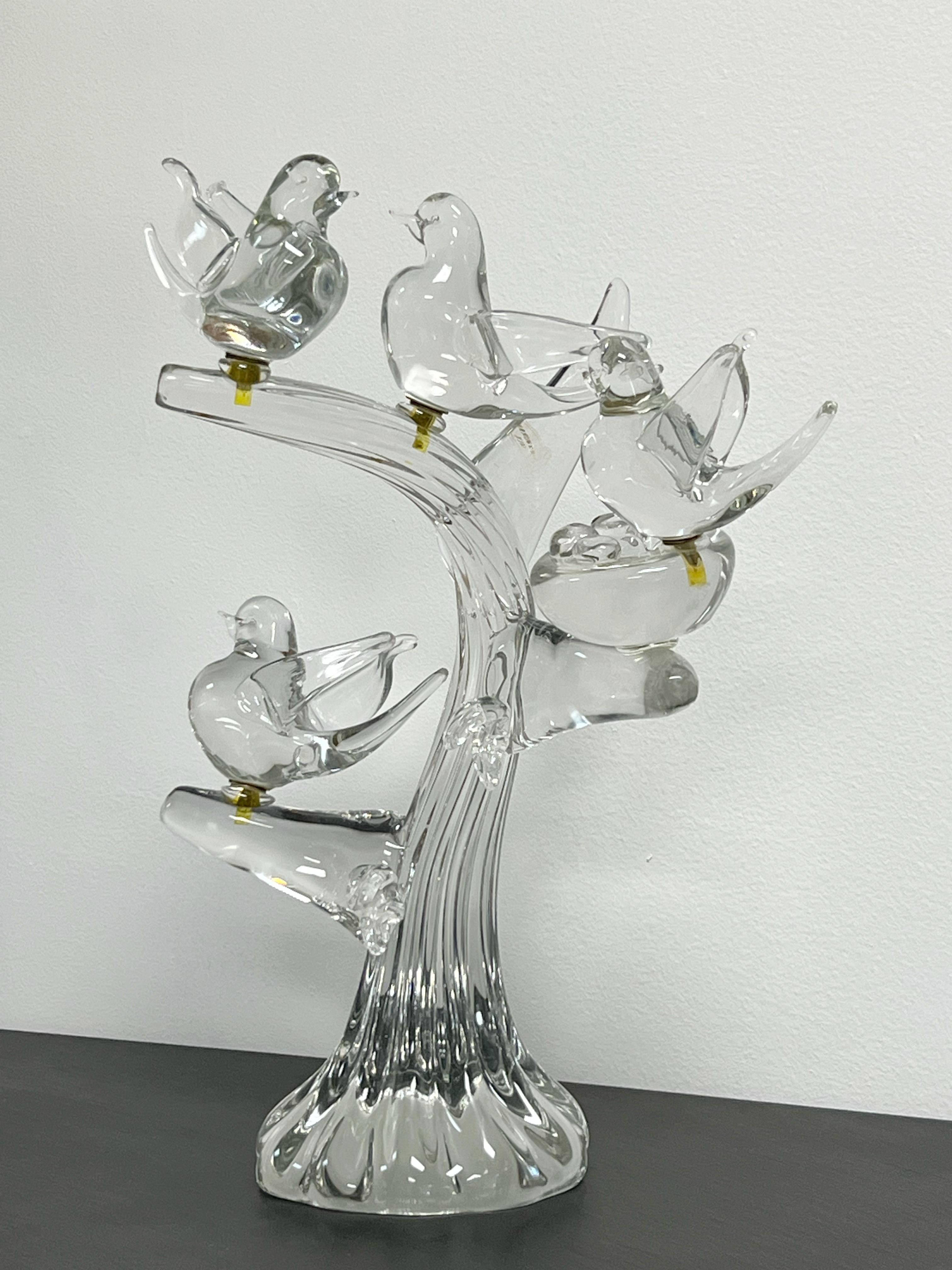 Metà XX secolo Uccelli su Branch in vetro artistico di Murano di Enrico Cammozzo Murano in vendita
