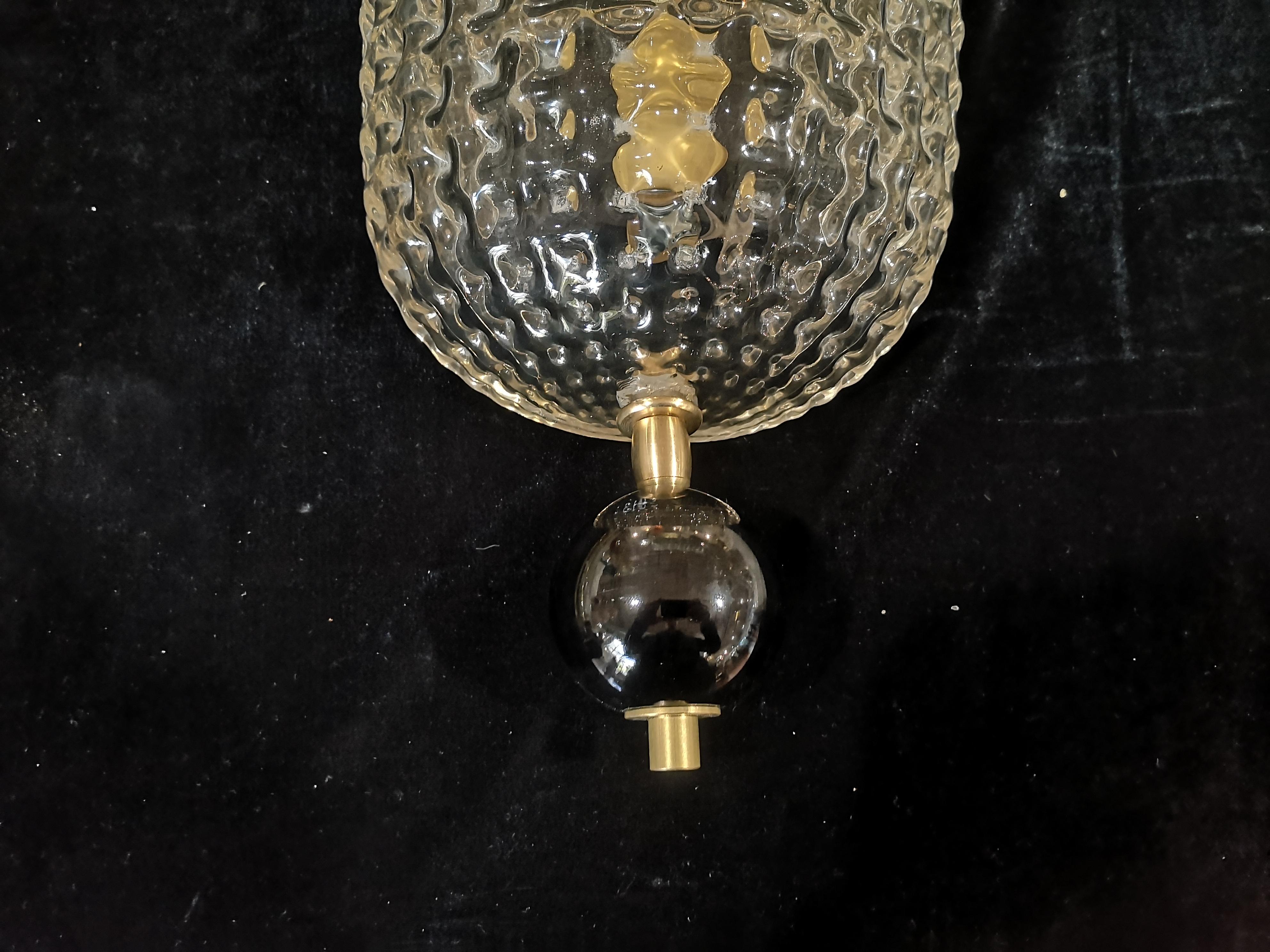 Aplique de cristal de Murano de color negro y transparente y latón, 2000 Moderno de mediados de siglo en venta