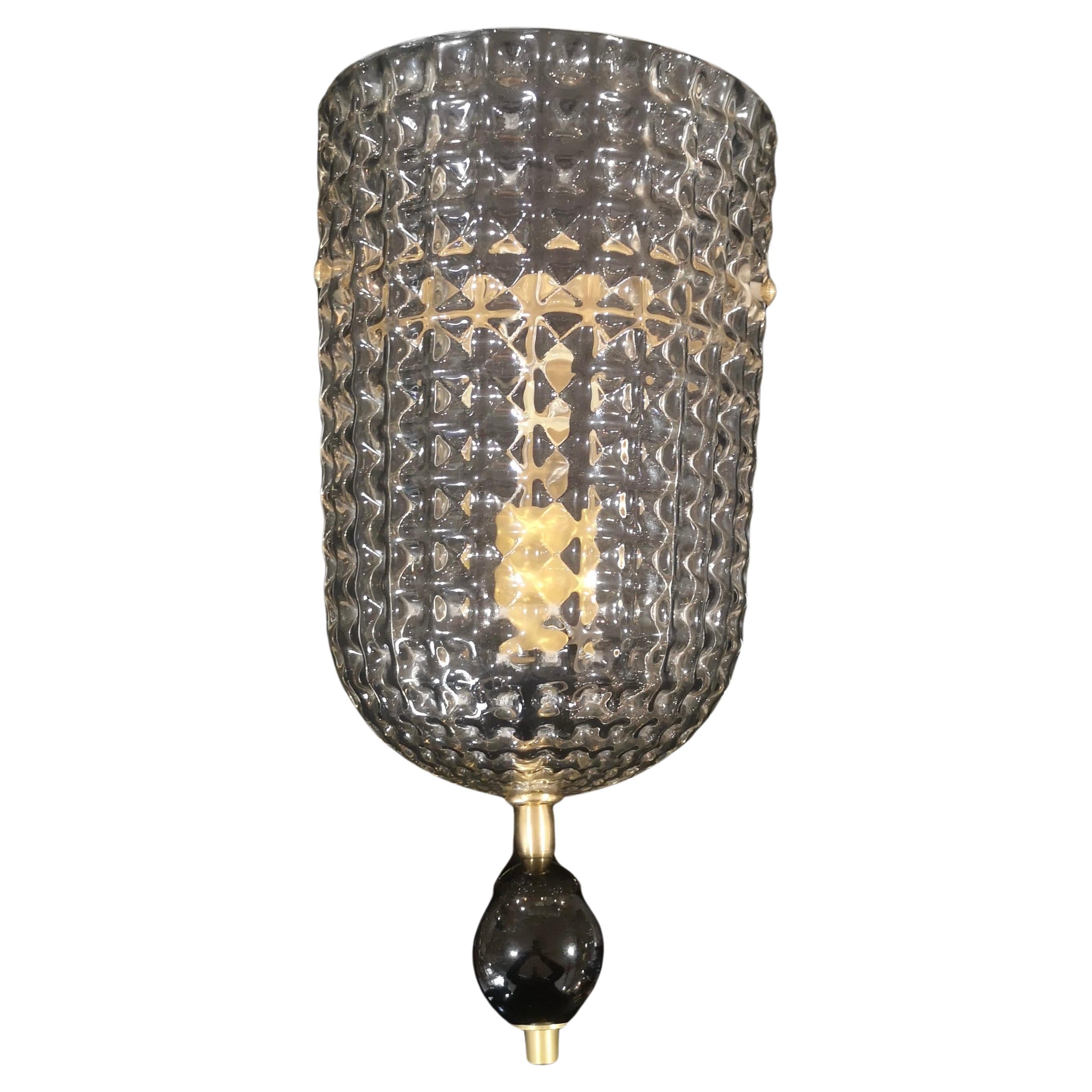Aplique de cristal de Murano de color negro y transparente y latón, 2000 en venta