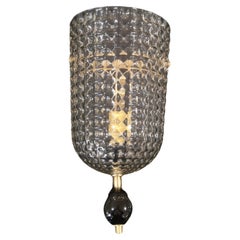 Murano Art Glass Black and Transparent Color and Brass Wall Light, 2000