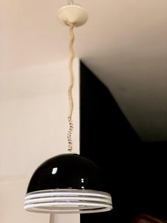 Colgante de cristal de Murano negro y opalino Leucos de Roberto Pamio & Renato Toso