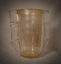 Murano Kunstglas mundgeblasenes Glas Gold Farbe Midcentury Vase, 2000