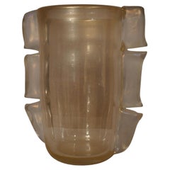 Murano Art Glass Blown Glass Gold Color Midcentury Vase, 2000