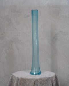 Murano Art Glass Blown Glass Sky Blue Color Midcentury Vase, 1990