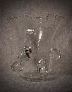 Murano Art Glass Blown Glass Transparent Color Midcentury Vase, 2000