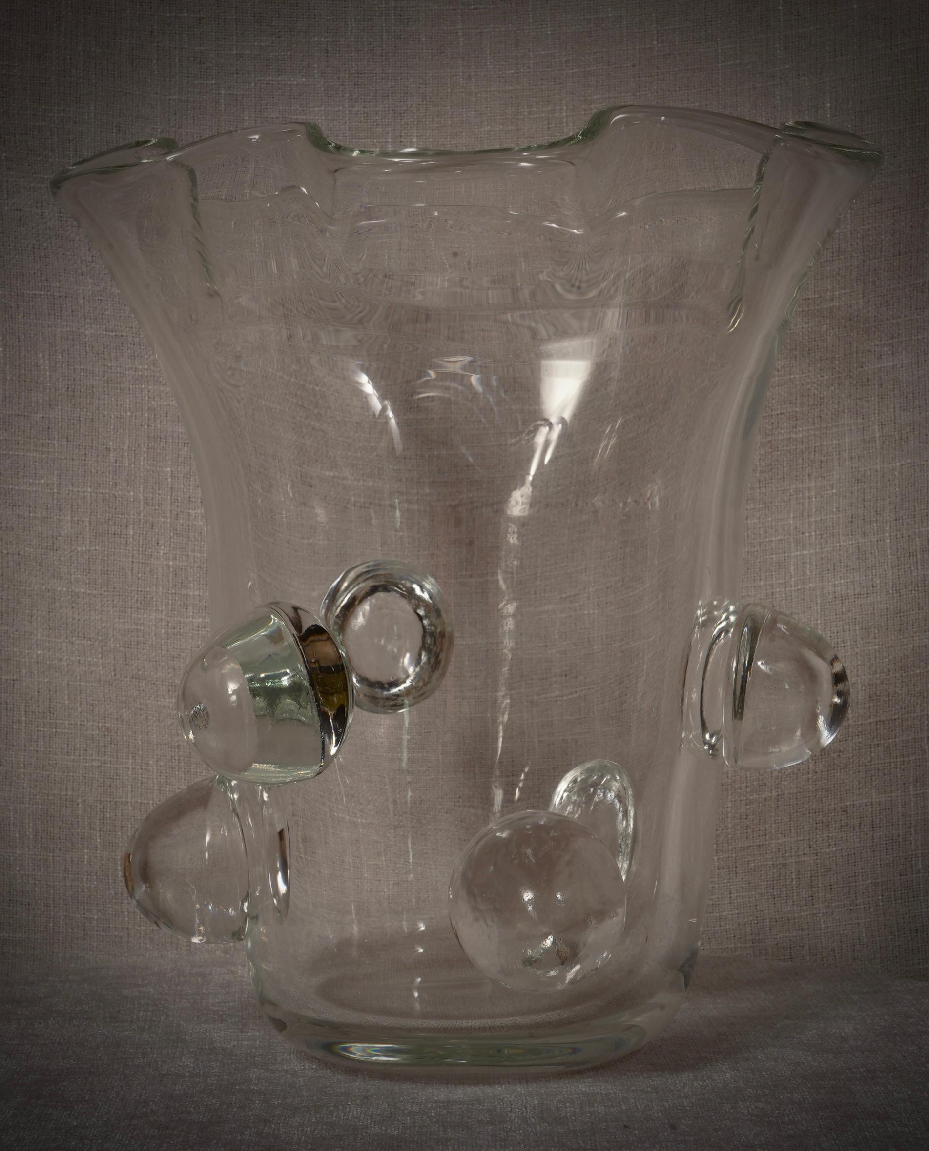 Jarrón de cristal soplado Murano Art Glass Color Transparente Mediados de siglo, 2000 Moderno de mediados de siglo en venta