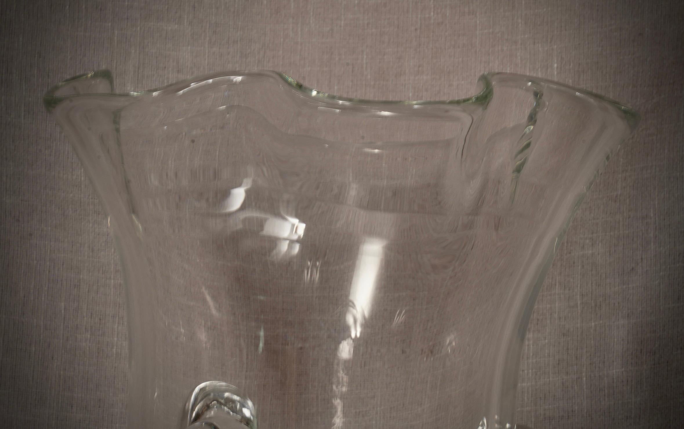 Jarrón de cristal soplado Murano Art Glass Color Transparente Mediados de siglo, 2000 Italiano en venta