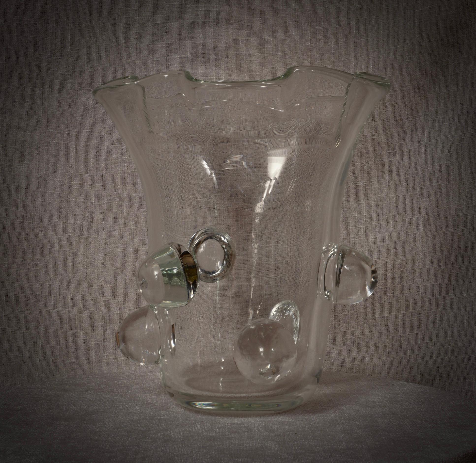 Jarrón de cristal soplado Murano Art Glass Color Transparente Mediados de siglo, 2000 en venta 1