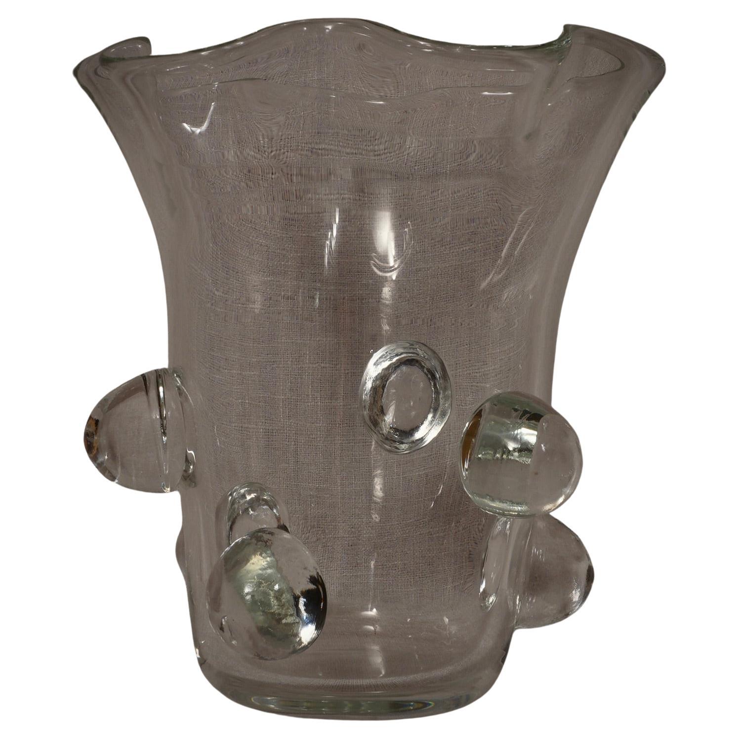 Jarrón de cristal soplado Murano Art Glass Color Transparente Mediados de siglo, 2000 en venta