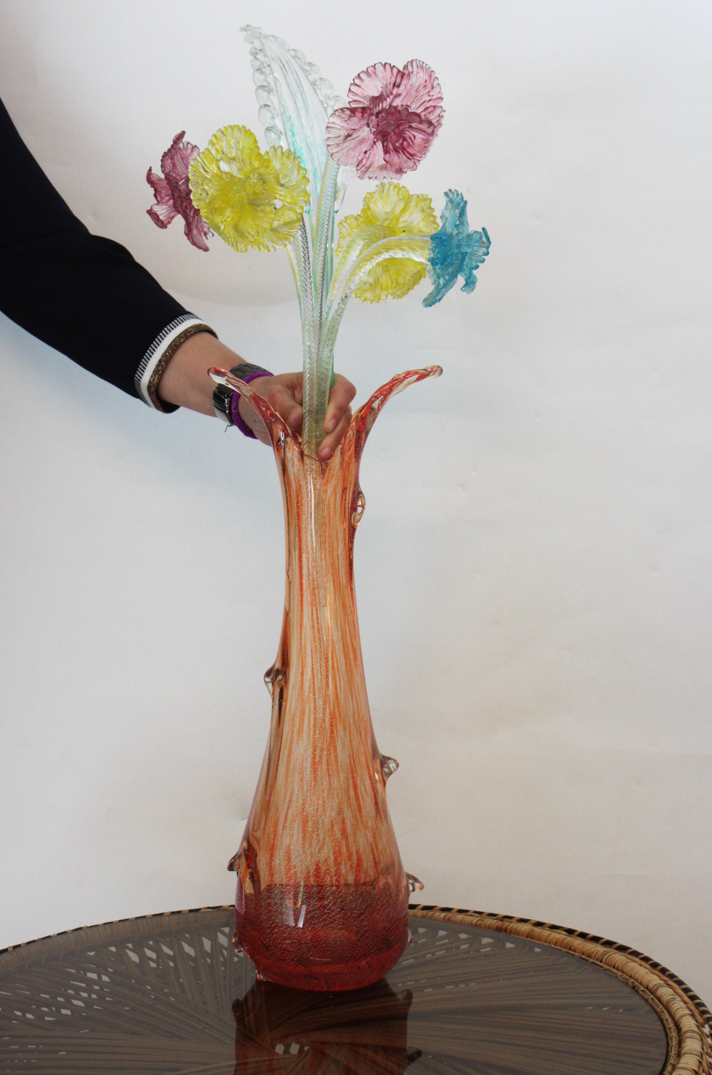 Murano Art Glass Bouquet of Flowers with Long Stems, Early 20th Century 1