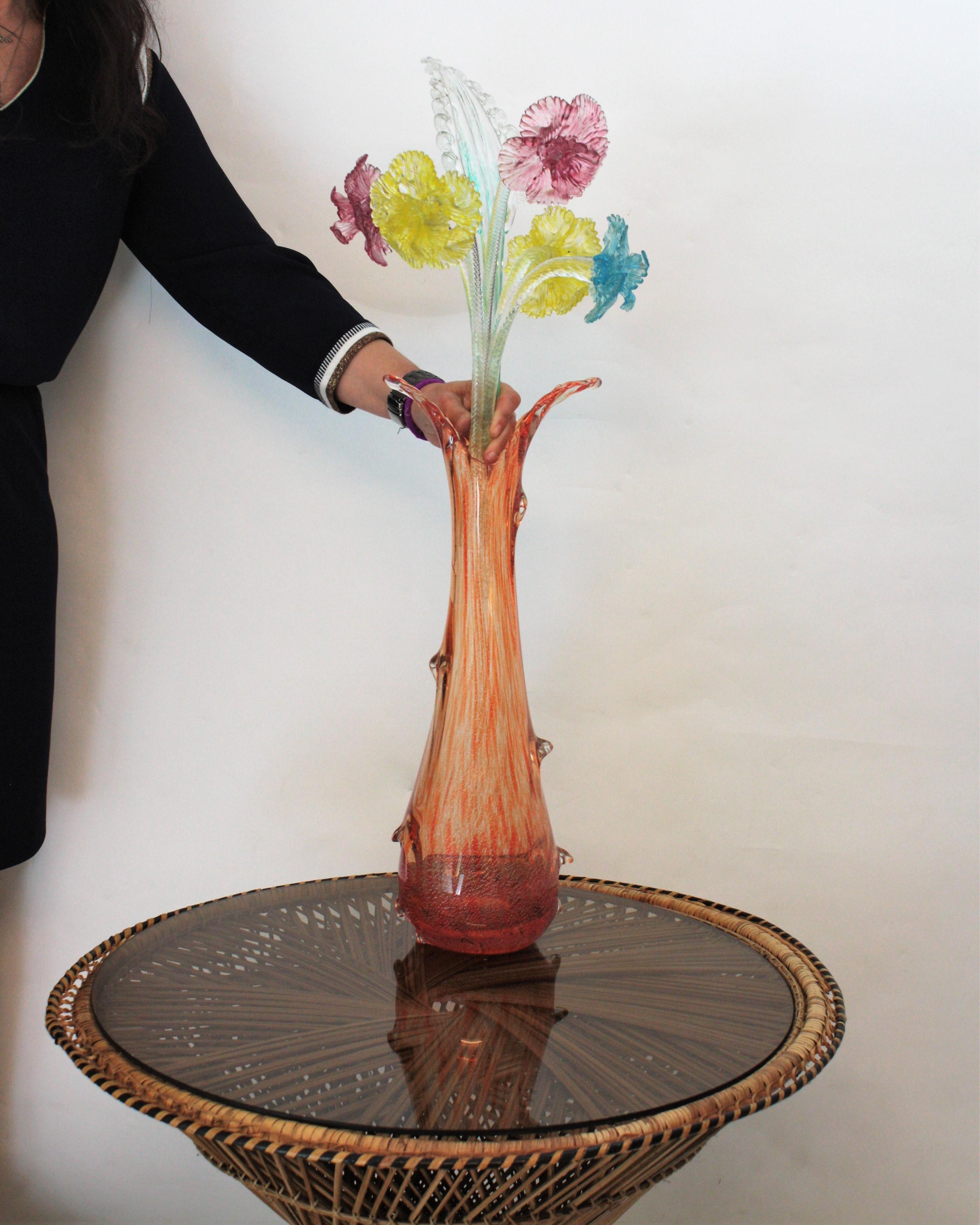 Murano Art Glass Bouquet Of Flowers With Long Stems Early 20th Century At 1stdibs