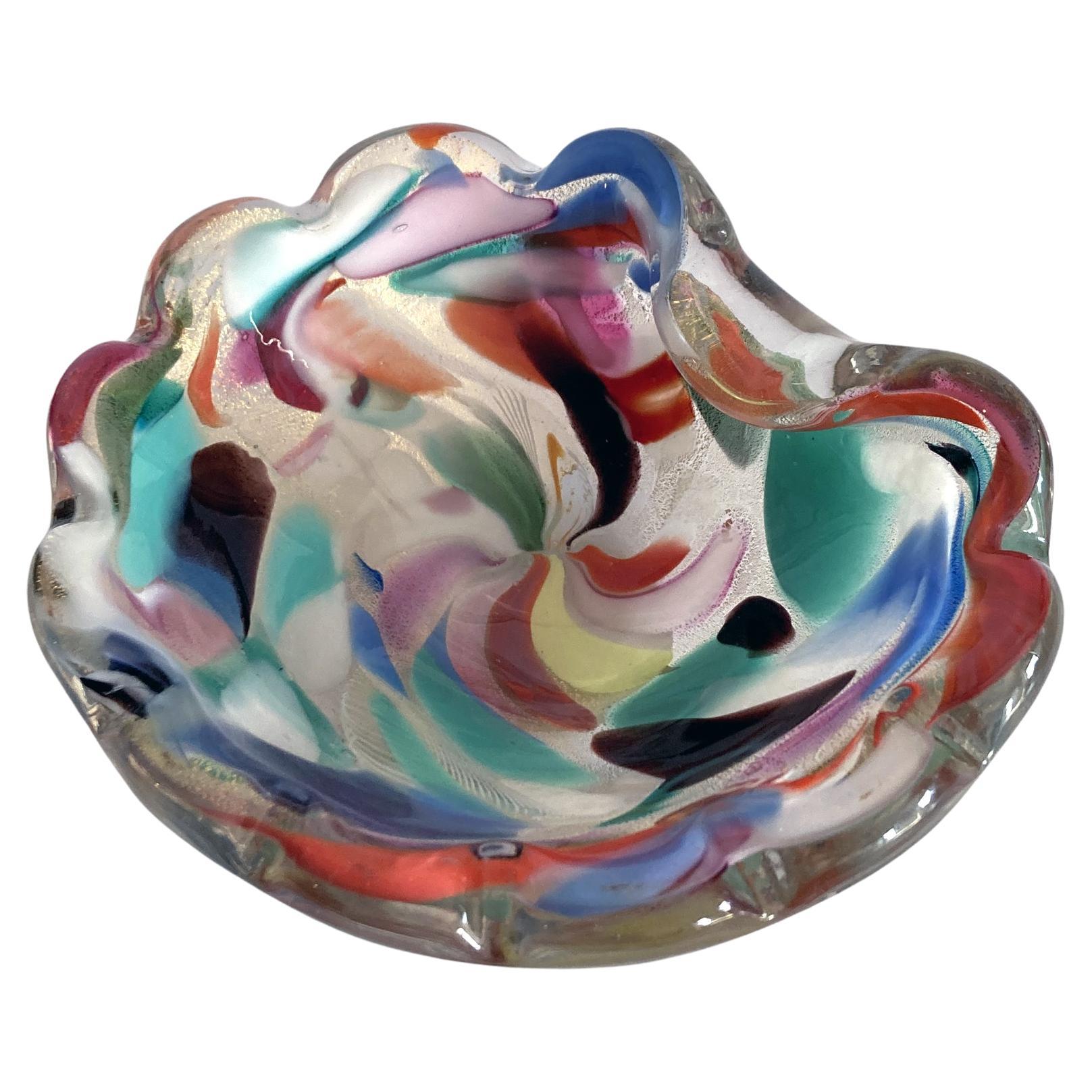 Murano Art Glass Bowl, AVEM Arte Vetraria Muranese, Tutti Frutti Multicolor  For Sale