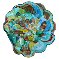 Murano Art Glass Bowl Black Shell, Metals and Bright Colors, Attributed to AVEM