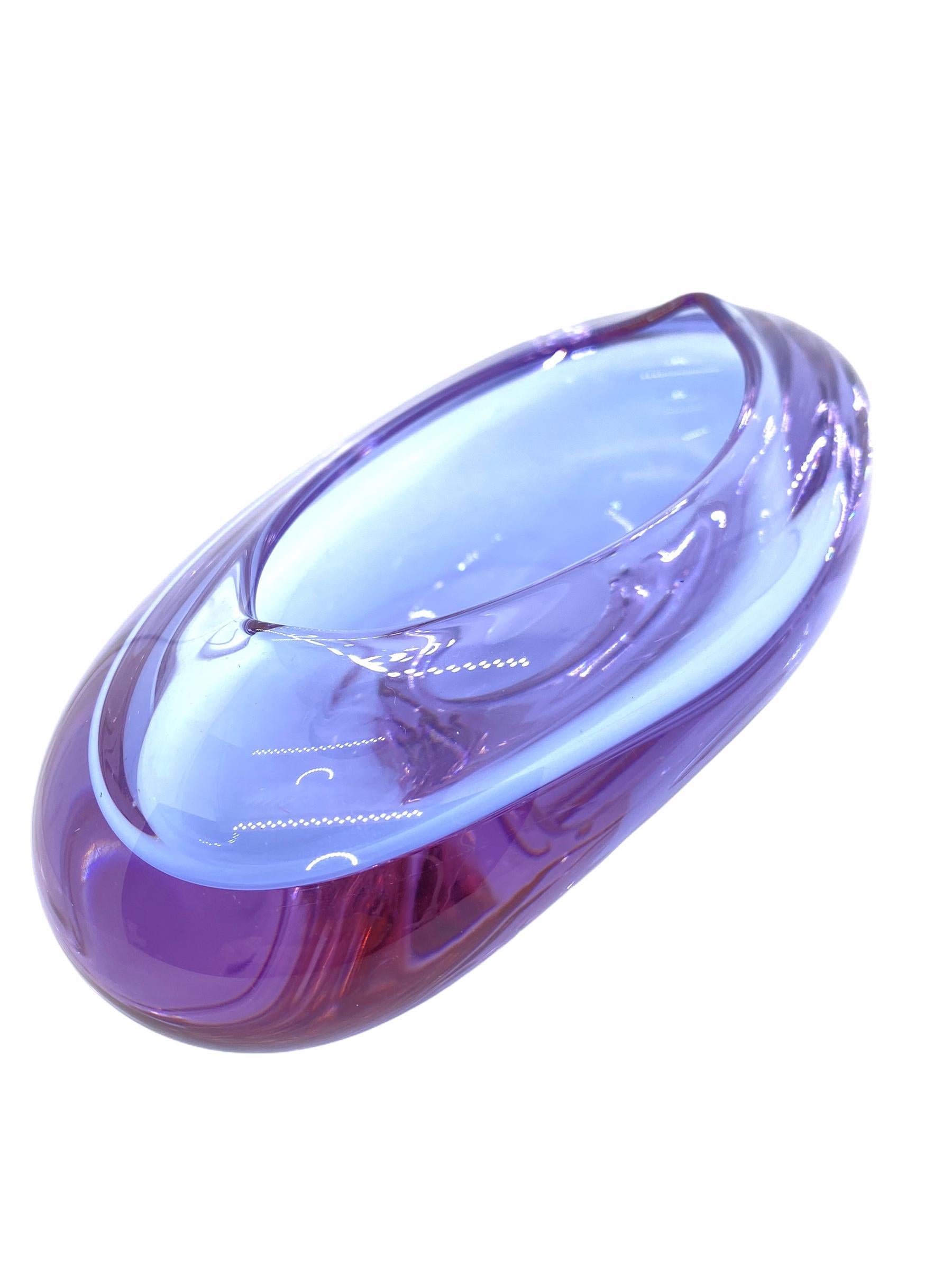 Italian Murano Art Glass Bowl Catchall purple Cenedese, Vintage, Italy, 1980s