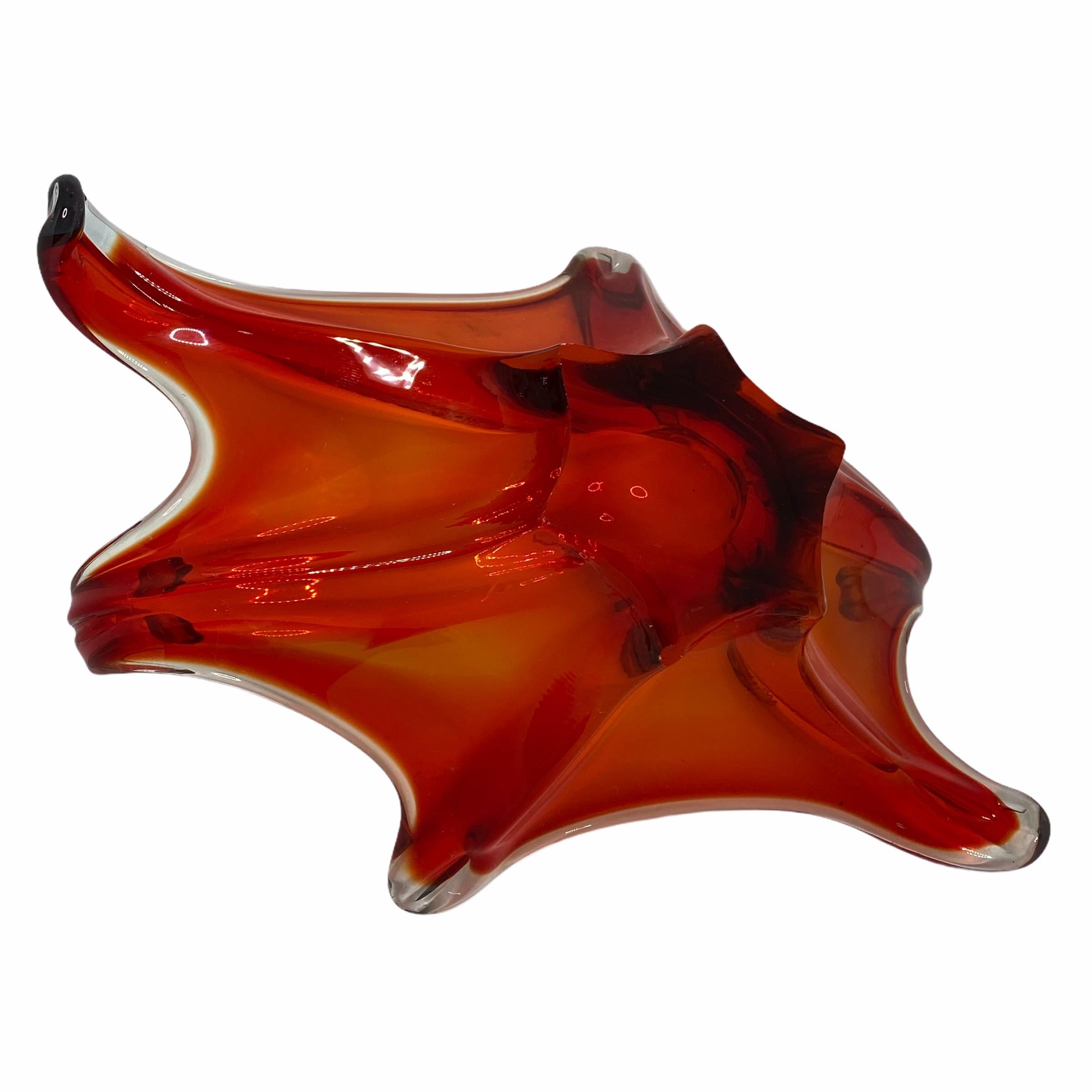 Bol attrape-tout en verre d'art de Murano rouge et transparent, vintage, Italie, 1970 Bon état - En vente à Nuernberg, DE