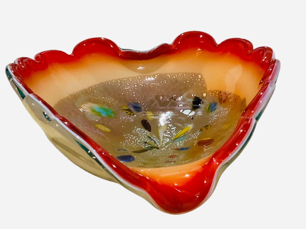 Hand-Crafted Murano Art Glass Bowl For Sale