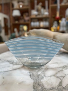 Murano Kunstglas Schale mit blauen Streifen