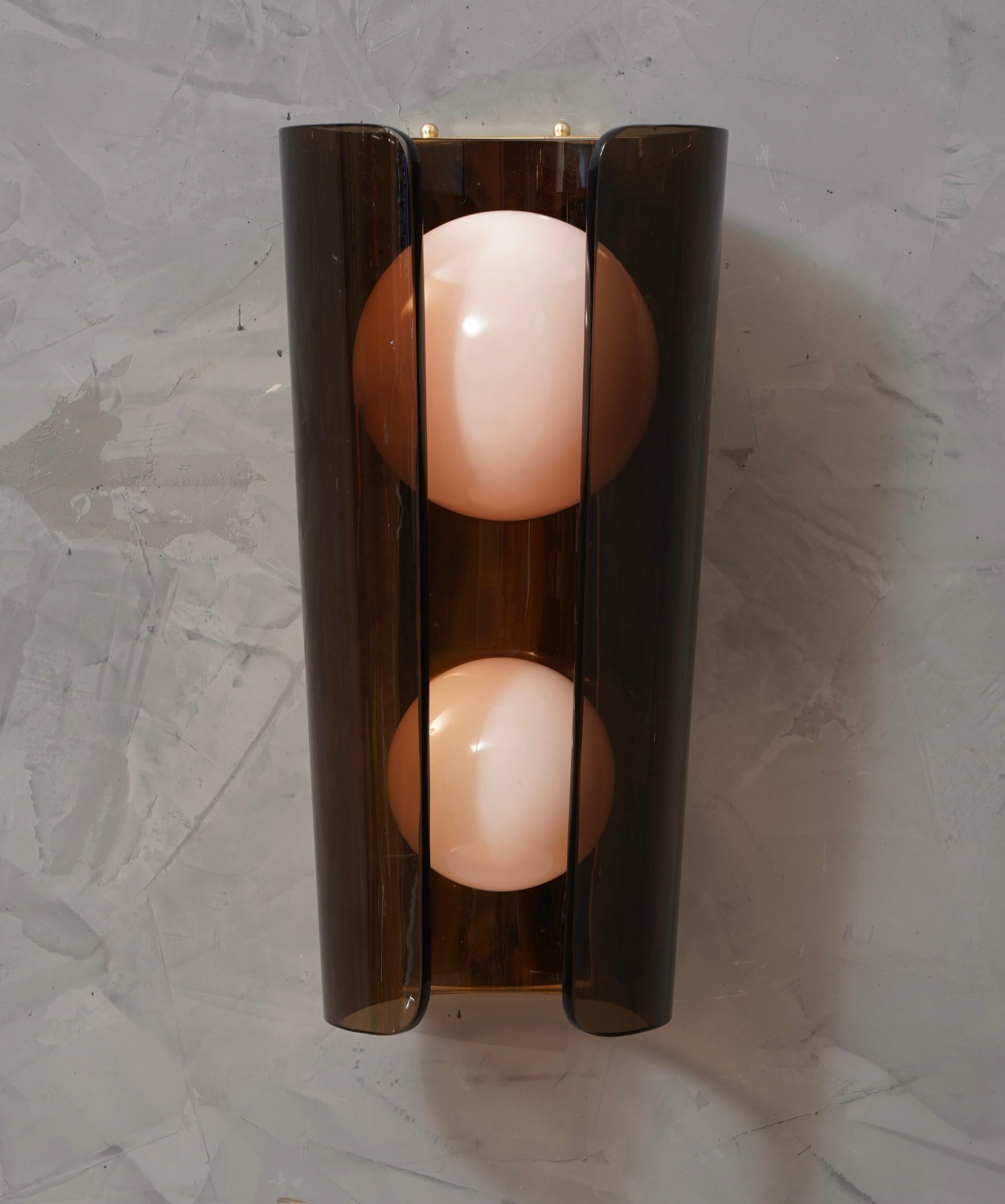 Italian Murano Art Glass Brown and Pink Wall Light, 1980 For Sale
