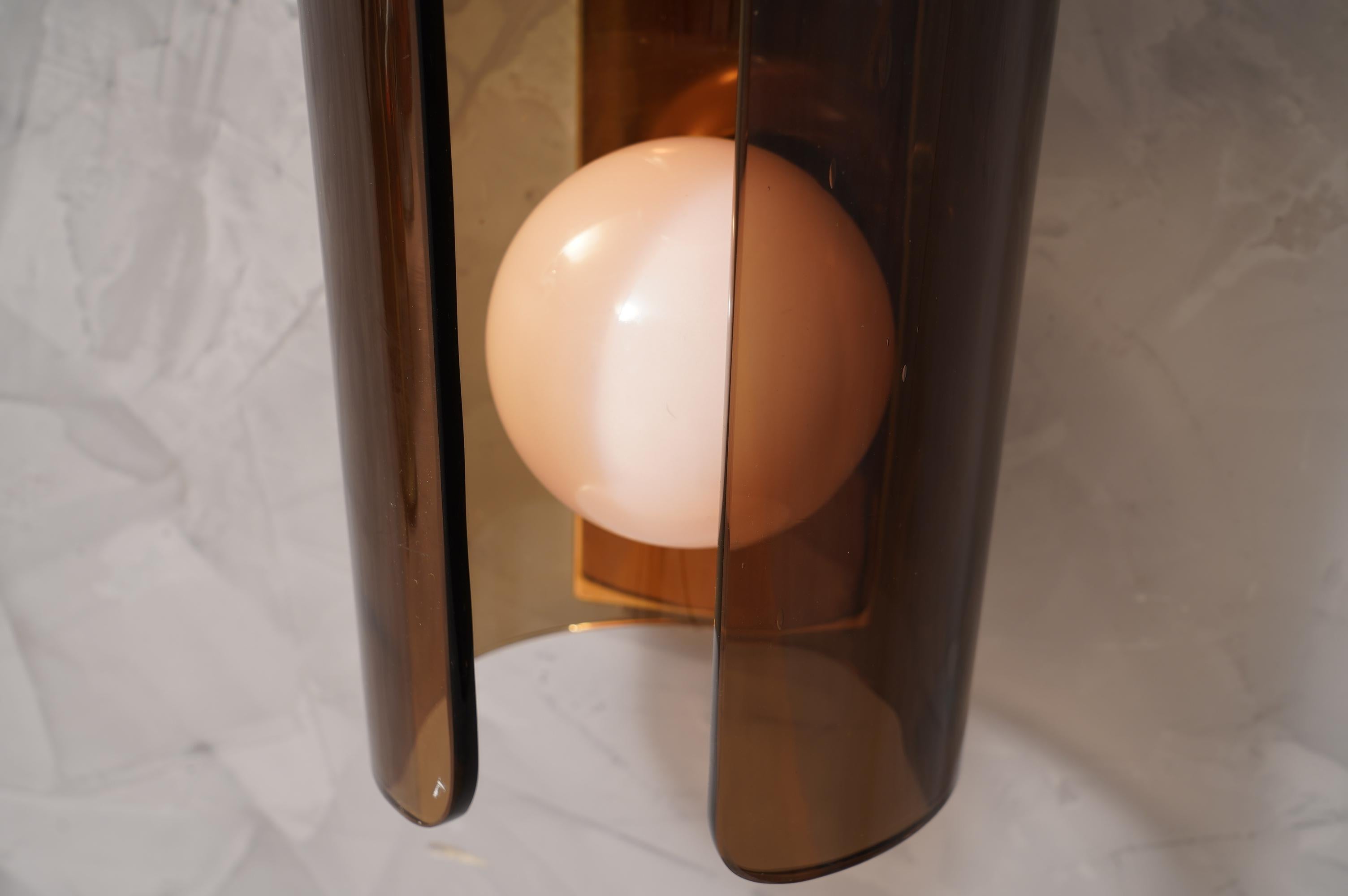 Murano Art Glass Brown and Pink Wall Light, 1980 In Good Condition For Sale In Rome, IT